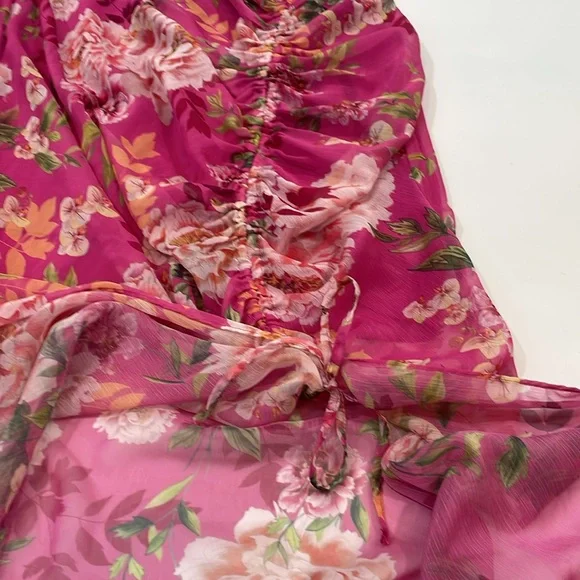 REVOLVE Sau Lee Fredia Freida Dress 14 Fuchsia Floral Maxi Low Strappy Back - Picture 14 of 16